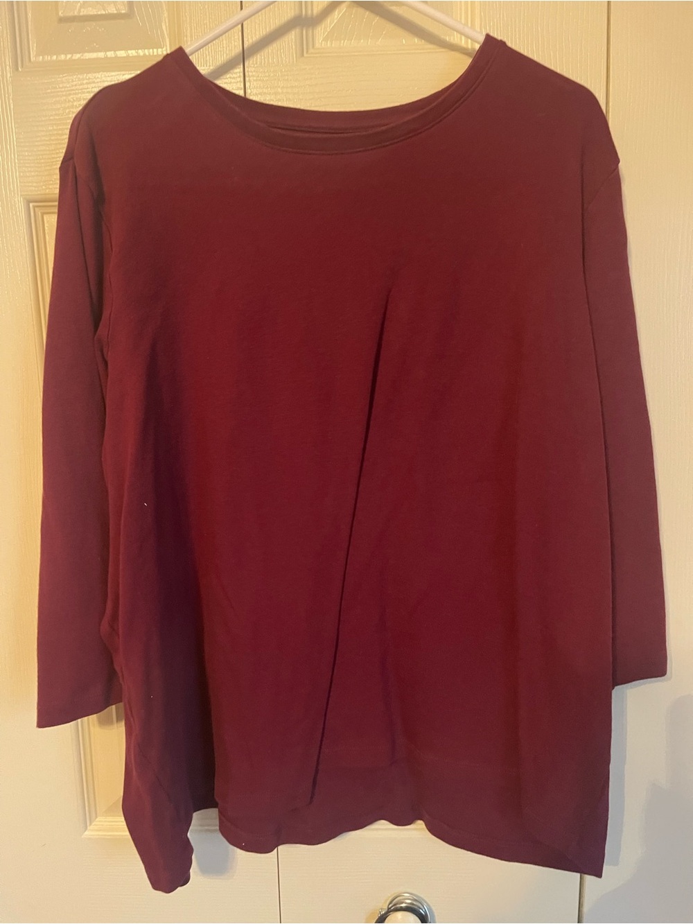 Kim Rogers Long Sleeve Scoop Neck Tee in Burgundy